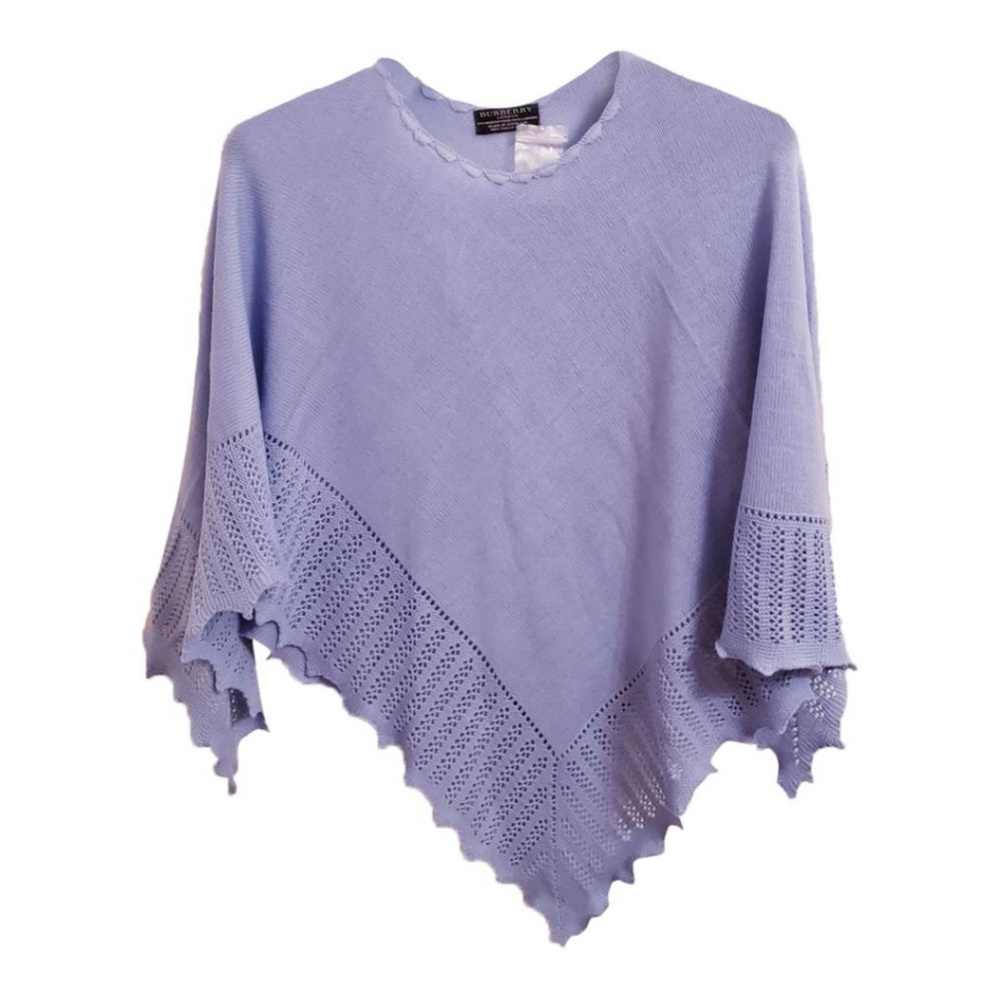 Burberry London Blue Wool/Cashmere Poncho Shawl